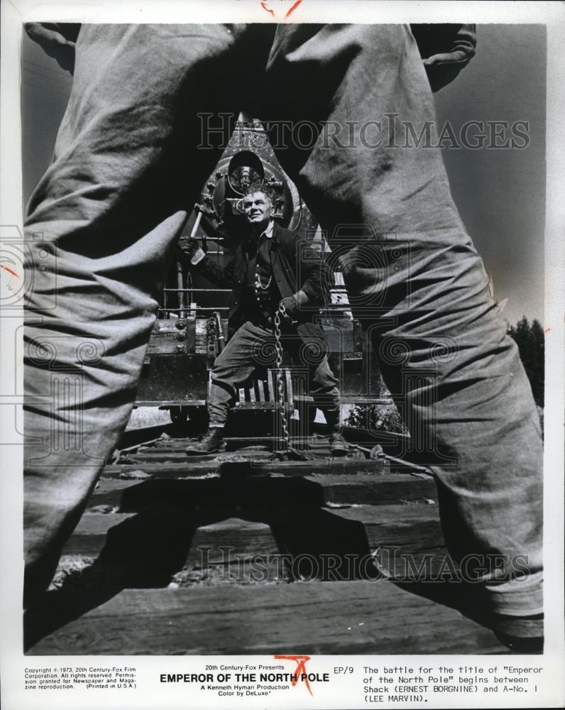1973 Press Photo Ernest Borgnine in Emperor of the North Pole - cvp00521 - Historic Images