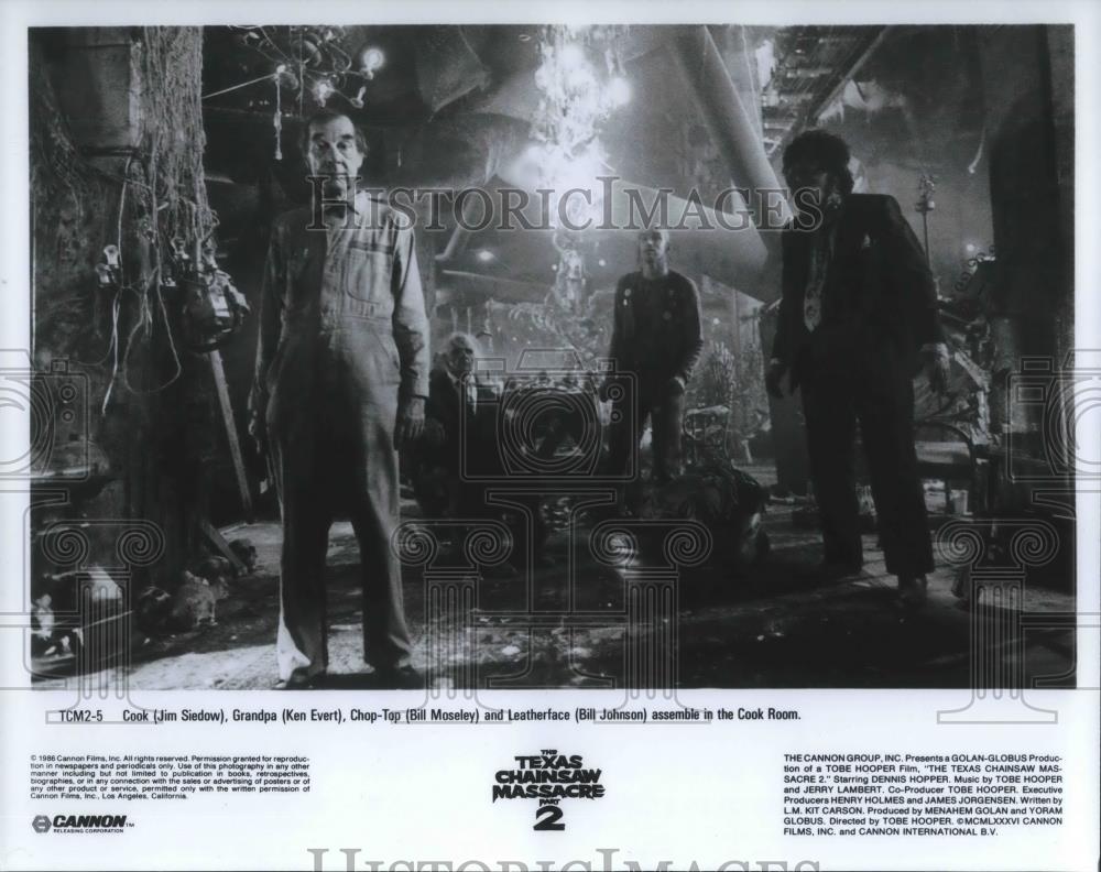 1986 Press Photo Jim Siedow, Ken Evert, Bill Moseley in Texas Chainsaw ...