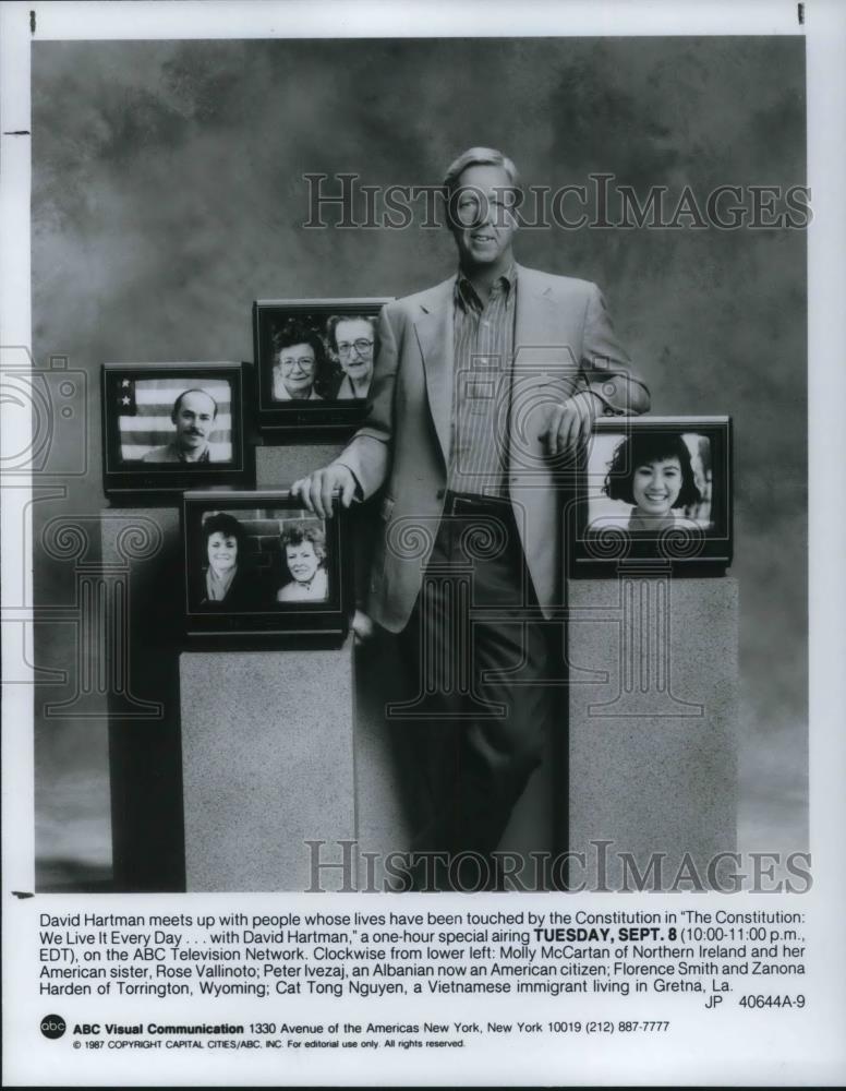 1987 Press Photo David Hartman in The Constitution We Live it Every Day - Historic Images