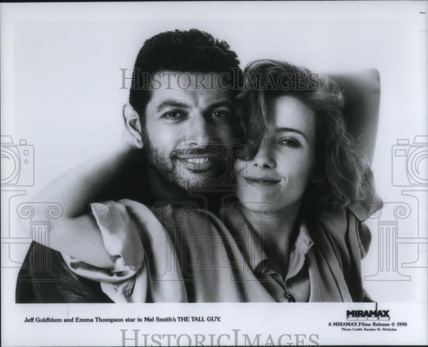 1990 Press Photo Jeff Goldblum and Emma Thompson star in The Tall Guy ...