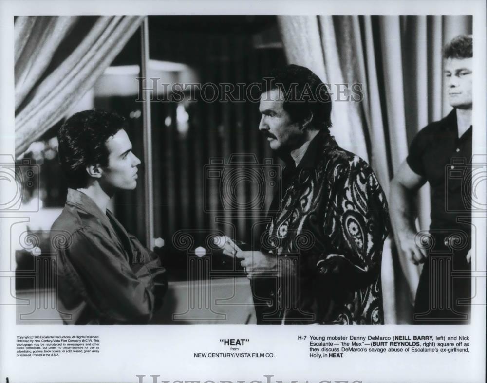 1987 Press Photo Burt Reynolds &amp; Neill Barry in Heat - cvp15183 - Historic Images