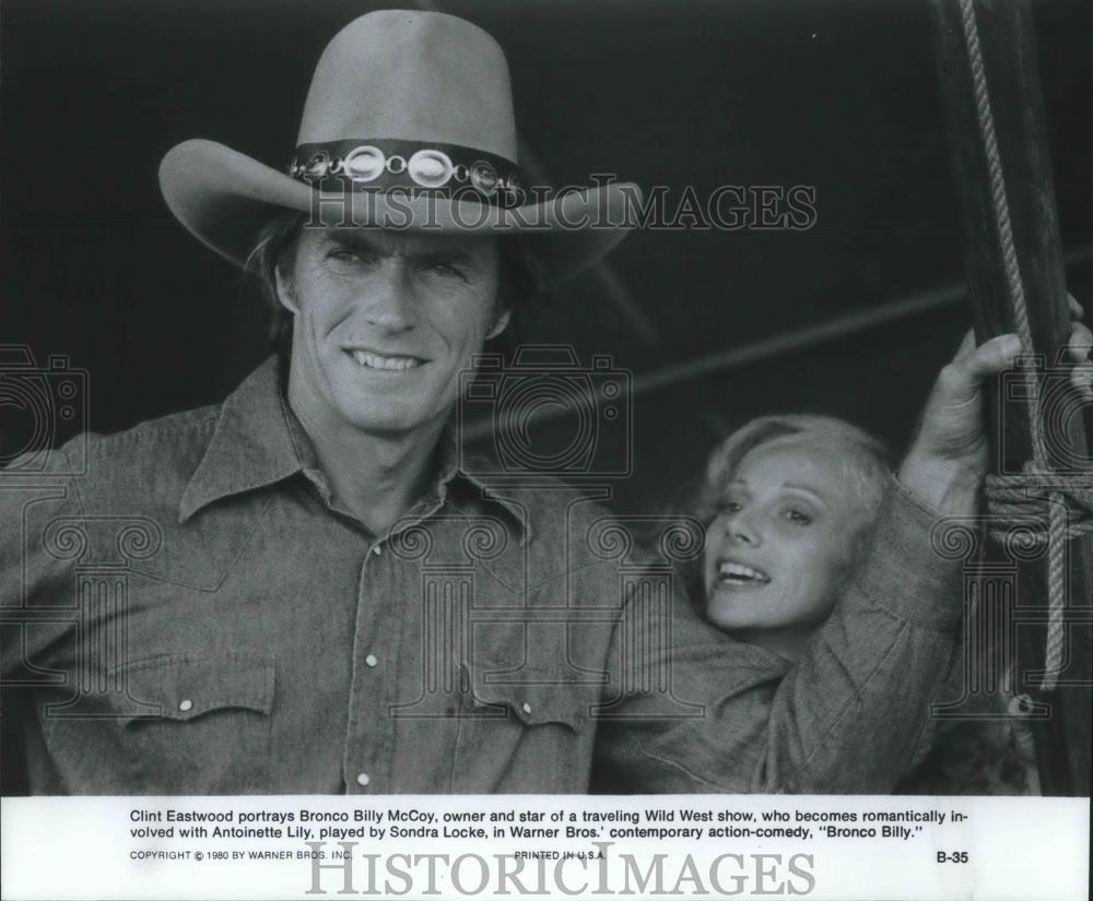1980 Press Photo Clint Eastwood &amp; Antoinette Lily in Bronco Billy - cvp13183 - Historic Images