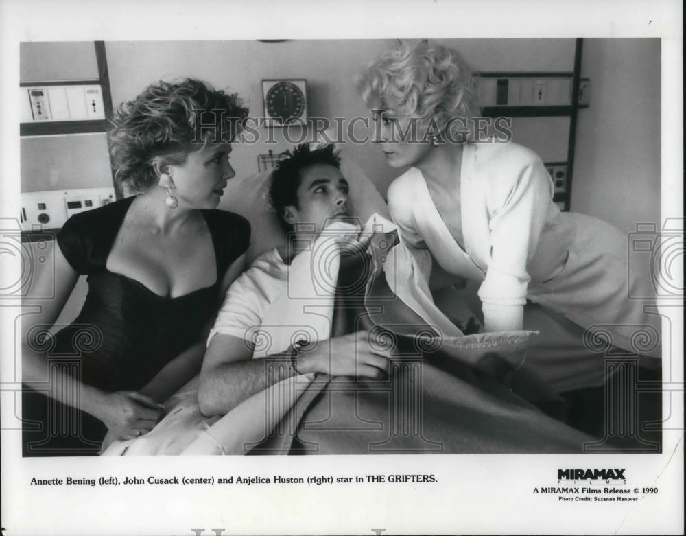 1991 Press Photo Annette Bening, John Cusack, Anjelica star un The Grifters - Historic Images