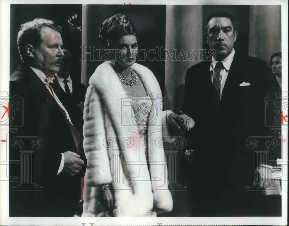 1970 Press Photo Ernst Schroeder Ingrid Bergman and Anthony Quinn in The Visit - Historic Images