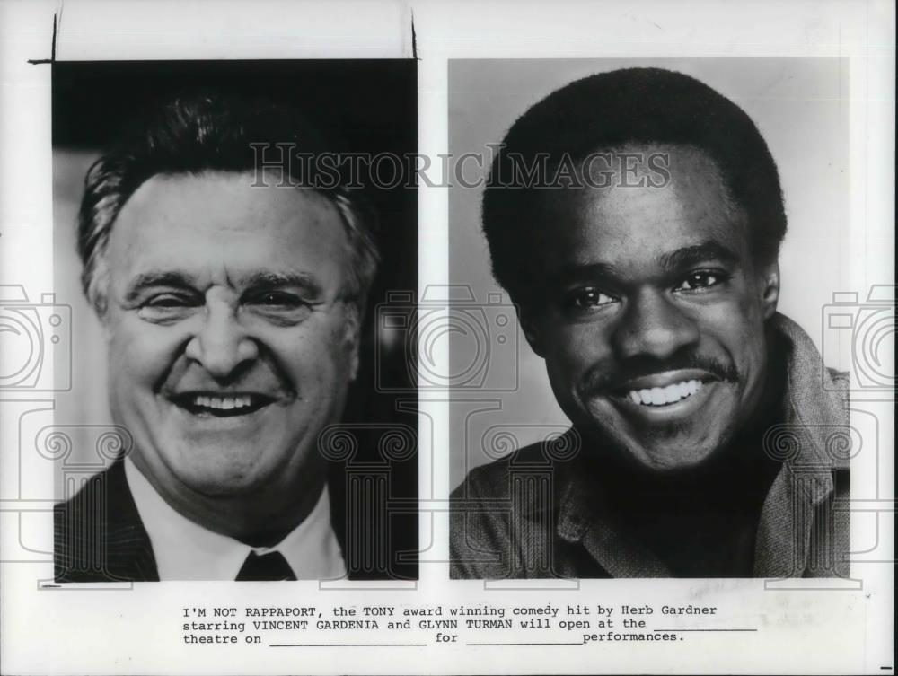 1987 Press Photo Vincent Gardenia &amp; Glynn Turman of I&#39;m Not Rappaport - Historic Images