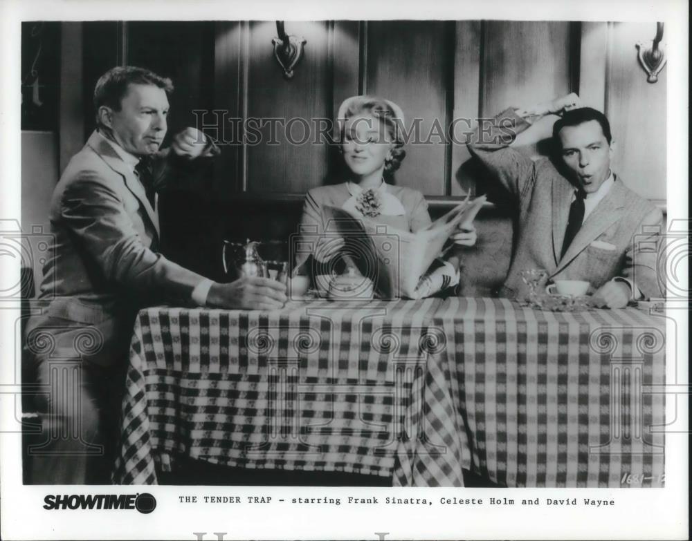 1986 Press Photo Frank Sinatra, Celeste Holm & Davud Wayne in The Tender Trap - Historic Images