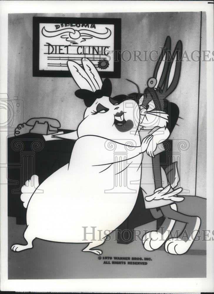 1985 Press Photo Bugs Bunny and Millicent in The Bugs Bunny Thanksgiving Diet - Historic Images