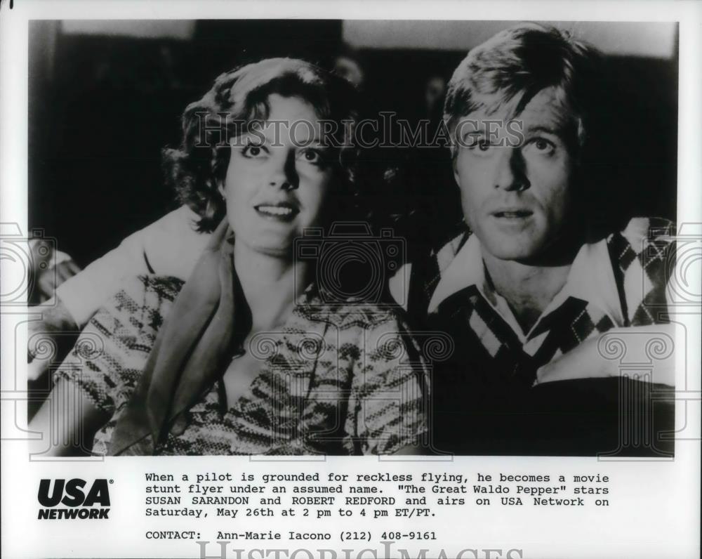 1990 Press Photo Robert Redford and Susan Sarandon in The Great Waldo Pepper - Historic Images