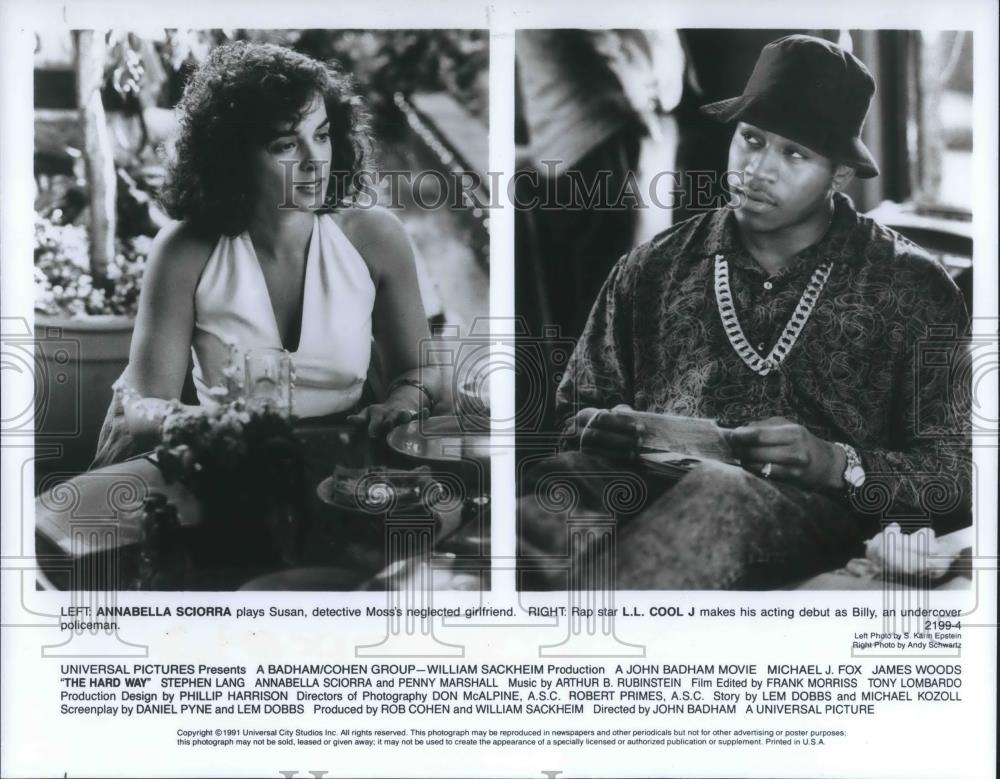 1991 Press Photo Annabella Sciorra &amp; LL Cool J in The hard Way - cvp08968 - Historic Images