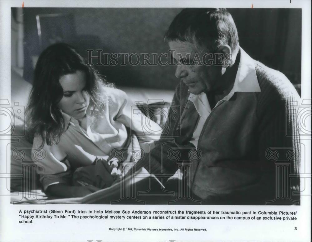 1981 Press Photo Glenn Ford and Melissa Sue Anderson in Happy Birthday to Me - Historic Images