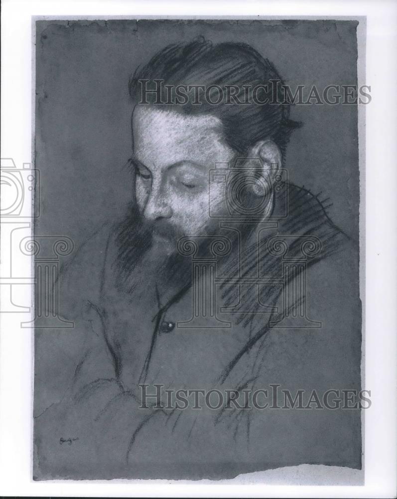 1991 Press Photo Edgar Degas Portrait of Diego Martelli 1879 Charcoal Chalk - Historic Images