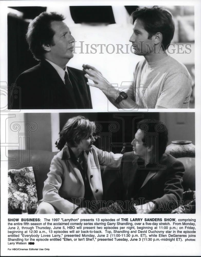 1997 Press Photo Jeffrey Tambor, Rip Tom, Garry Shandling in The Larry Sanders S - Historic Images