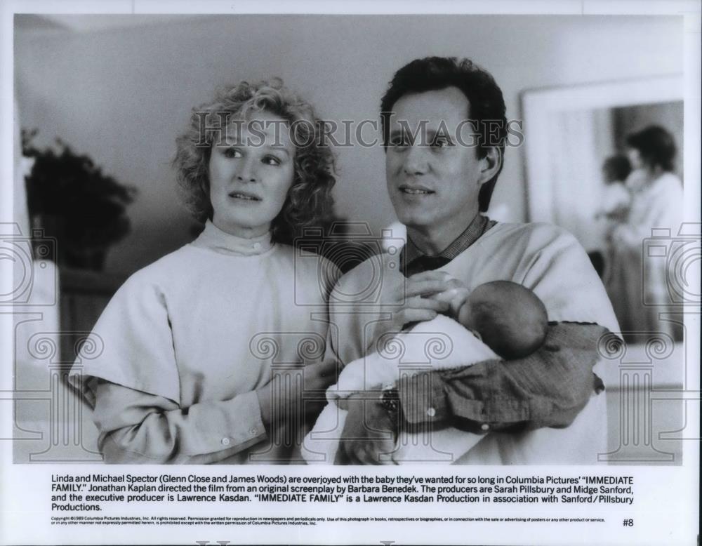 1989 Press Photo Glenn Close, James Woods in Immediate Family - cvp19161 - Historic Images
