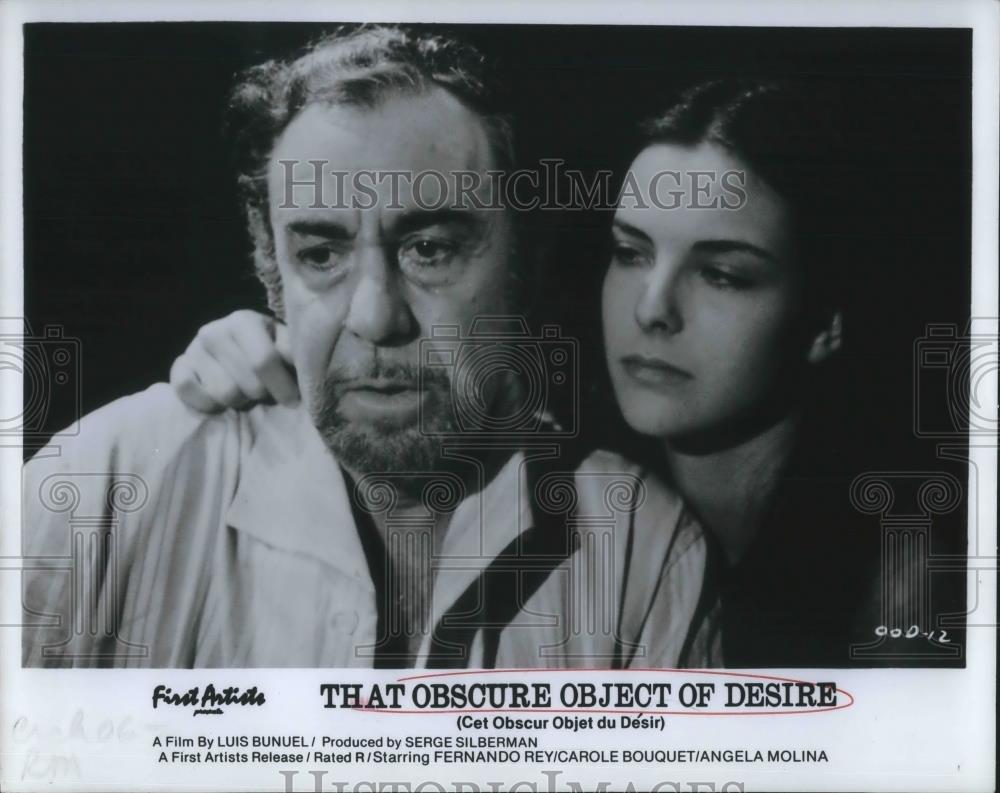 1987 Press Photo Fernando Rey,Carole B. Molina in That Obscure object of desire - Historic Images
