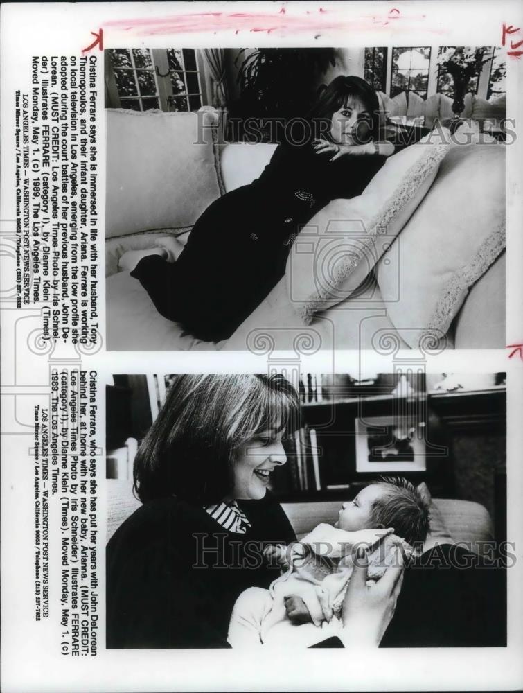 1989 Press Photo Cristina Ferrare at Home With New Baby Arianne - cvp12630 - Historic Images