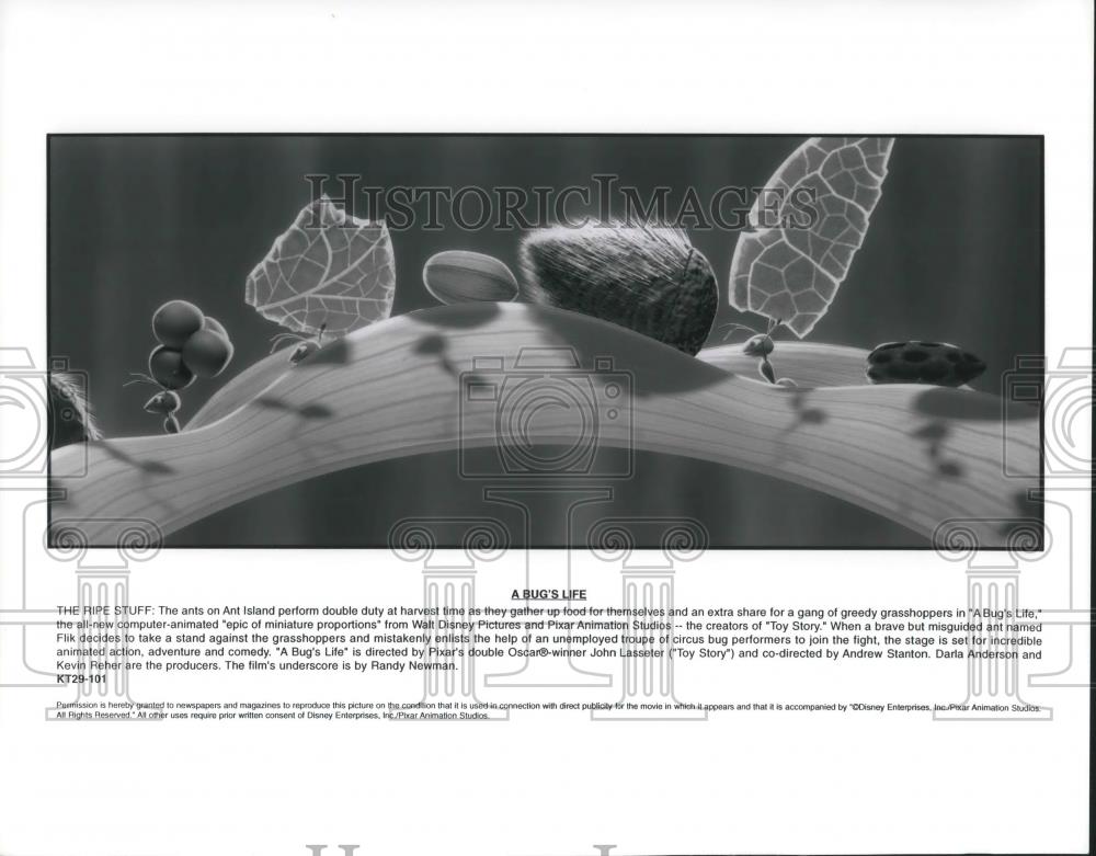 1998 Press Photo Flik the Ant in a scene from A Bug&#39;s Life animated movie - Historic Images
