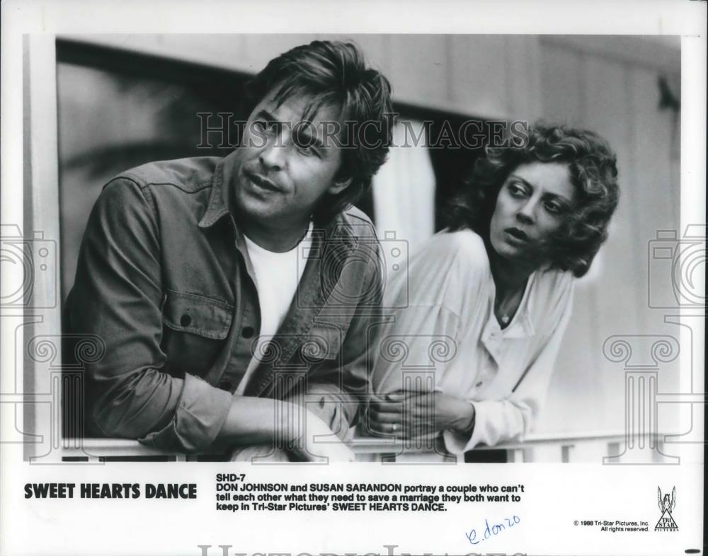 1988 Press Photo Don Johnson and Susan Sarandon in Sweet Hearts Dance - Historic Images