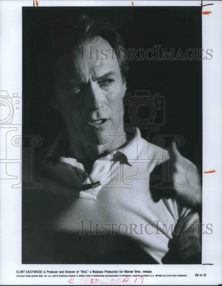 1988 Press Photo Clint Eastwood is Producer and Director of Bird movie film - Historic Images