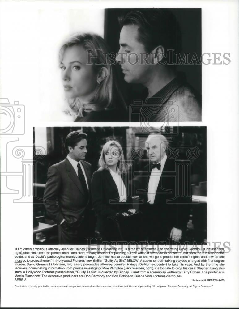 1994 Press Photo Don Johnson & Rebecca DeMornay in Guilty as Sin - cvp10592 - Historic Images