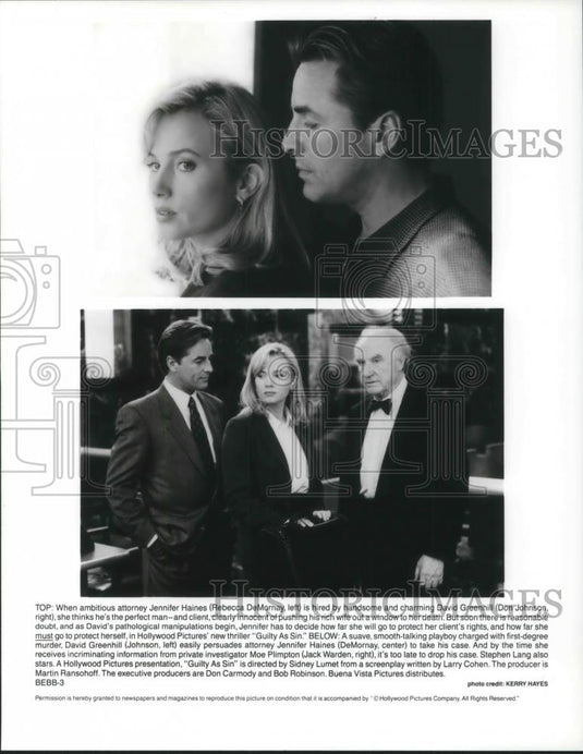 1994 Press Photo Don Johnson & Rebecca DeMornay in Guilty as Sin - cvp10592 - Historic Images
