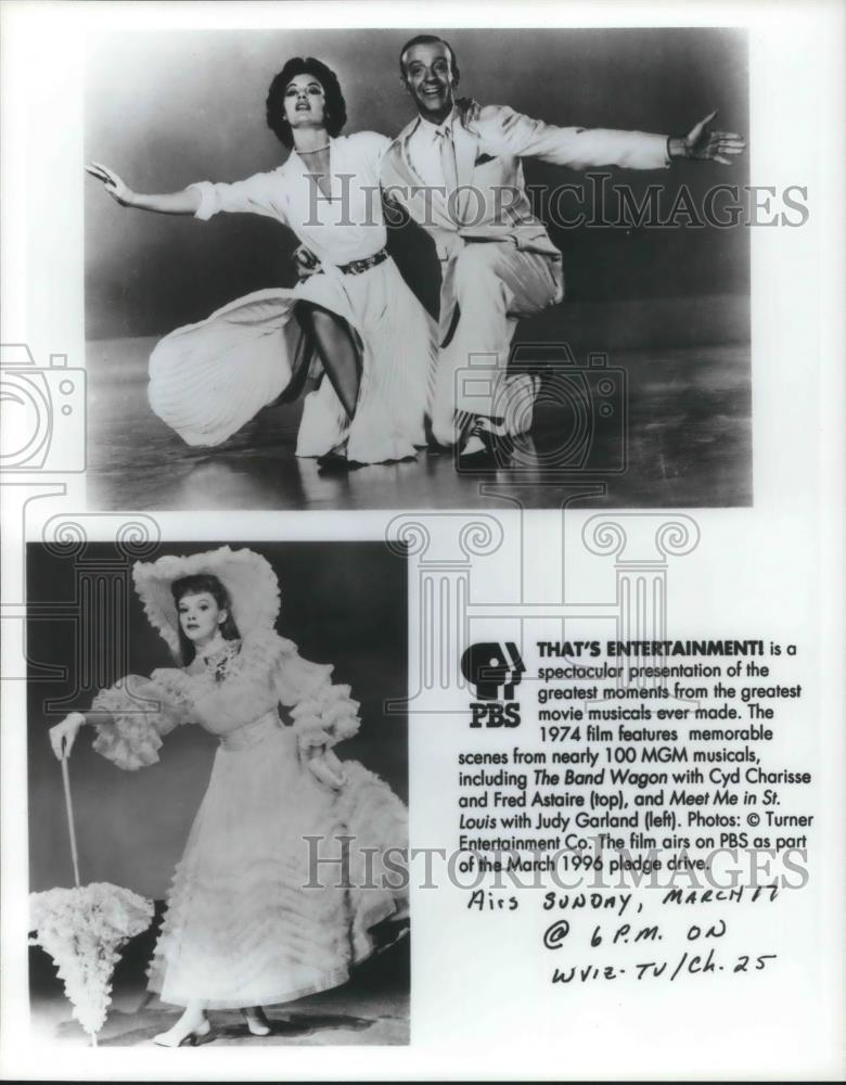 1996 Press Photo Cyd Charisse Fred Astaire and Judy Garland 1974 Movies - Historic Images