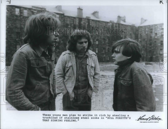 1984 Press Photo Tom Mannion Eddie Burt Richard Demarco in That Sinking Feeling - Historic Images