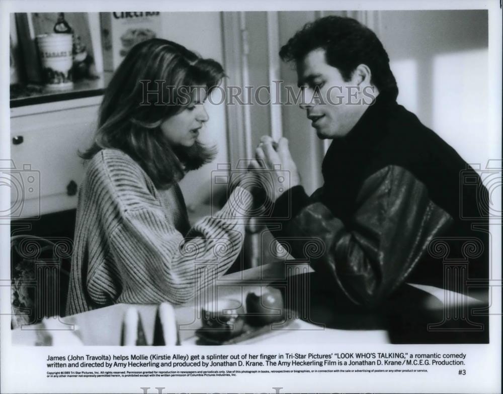 1989 Press Photo John Travolta & Kirstie Alley in Look Who's Talking - cvp18491 - Historic Images