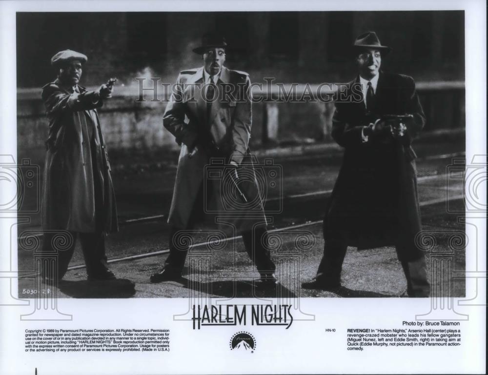 1990 Press Photo Arsenio Hall Miguez Nunez and Eddie Smith in Harlem Nights - Historic Images