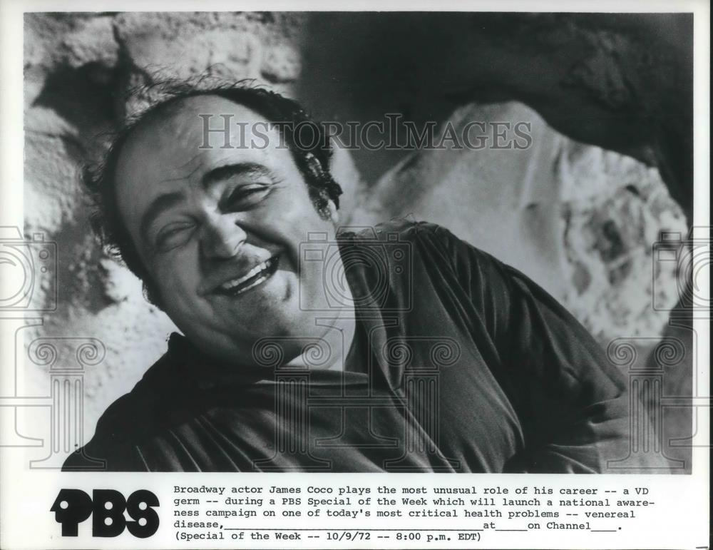 1972 Press Photo James Coco Playing Venereal Disease in PBS Special - cvp04912 - Historic Images