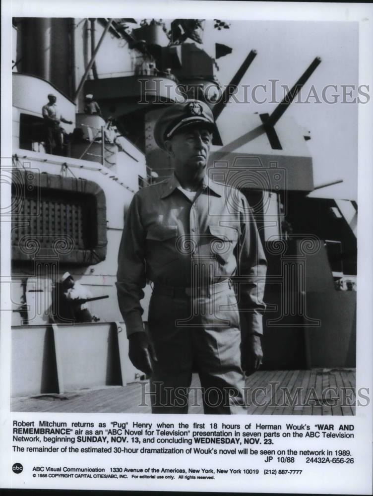 1988 Press Photo Robert Mitchum in War and Remembrance - cvp19559 - Historic Images