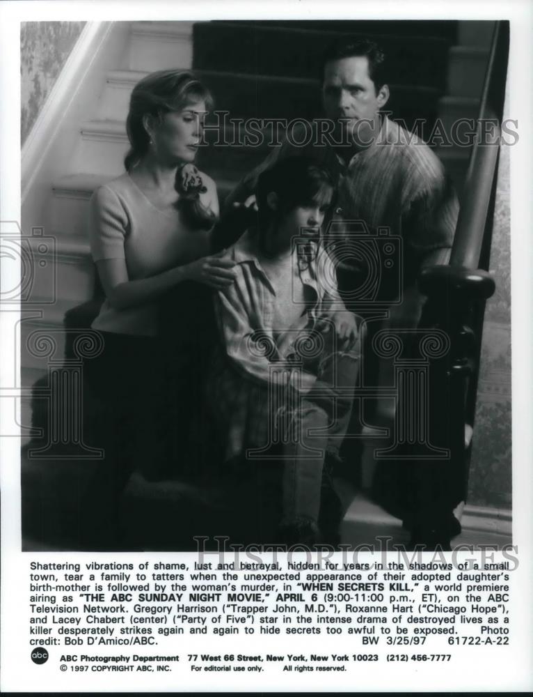 1997 Press Photo Gregory Harrison Roxanne Hart Lacey Chabert When Secrets Kill - Historic Images