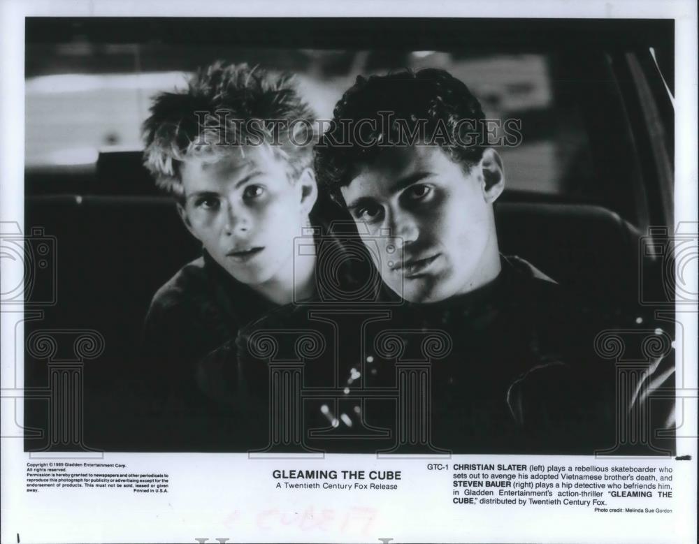 1989 Press Photo Christian Slater &amp; Steven Bauer in Gleaming the Cube - Historic Images