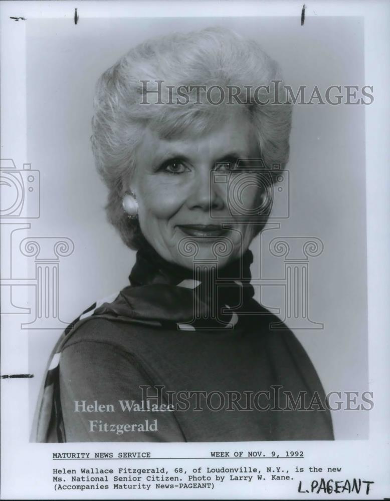 1992 Press Photo Helen Wallace Fitzgerald new Ms. National Senior Citizen - Historic Images