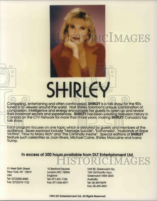 1993 Press Photo Shirley Solomon host of TV talk show Shirley - cvp08818 - Historic Images