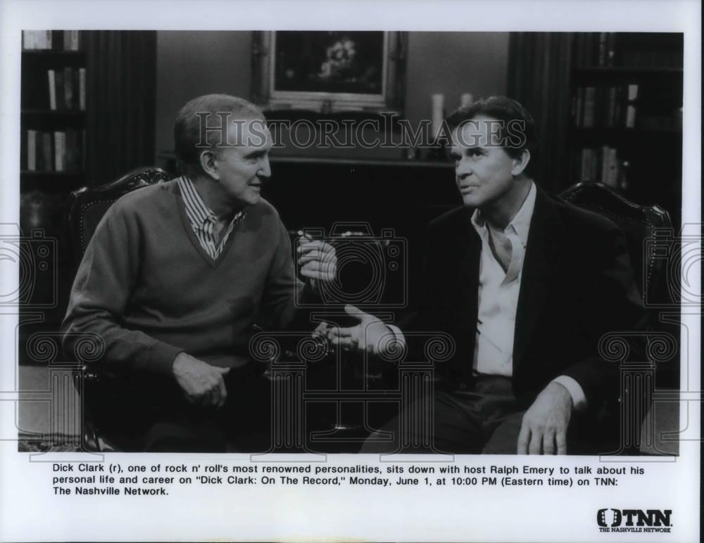 Press Photo Dick Clark and Ralph Emery on Dick Clark: On the Record TNN - Historic Images