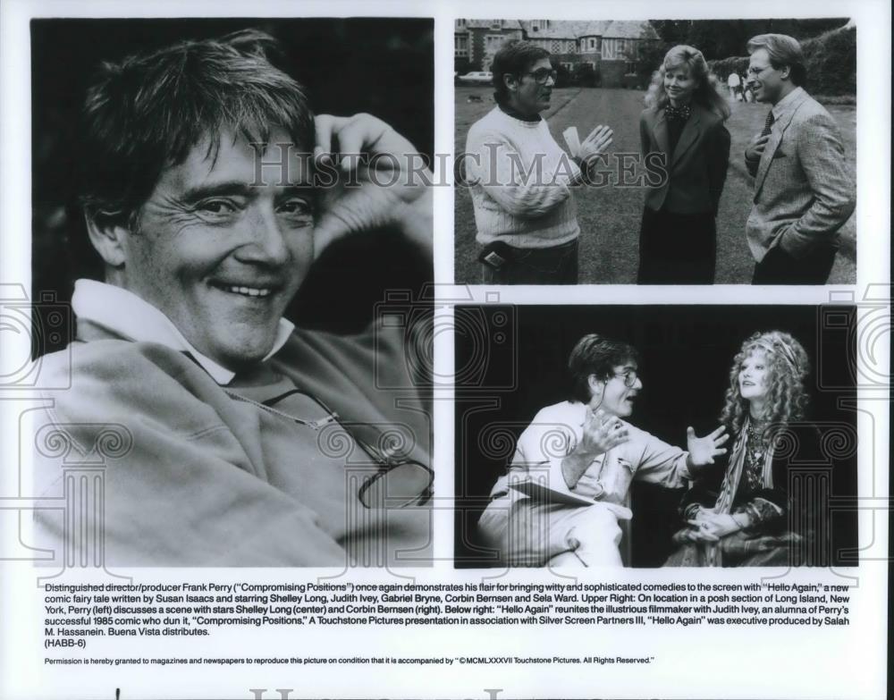 1987 Press Photo Frank Perry Corbin Bernsen Shelley Long Judith Ivey Hello Again - Historic Images