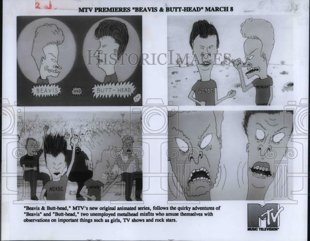 1993 Press Photo Beavis and Butt-head MTVs new original animated series - Historic Images