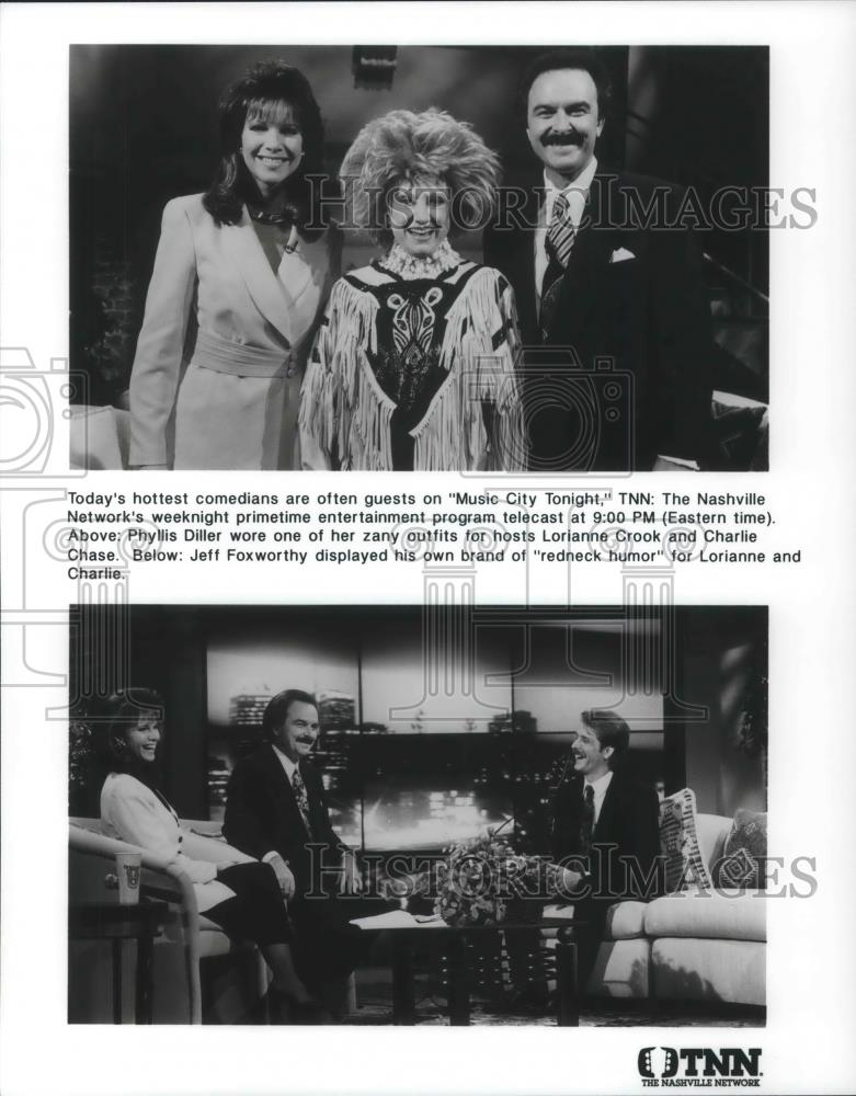 Press Photo Music City Tonight Guests Phyllis Diller, Lorianne Crook, Jeff Foxw - Historic Images