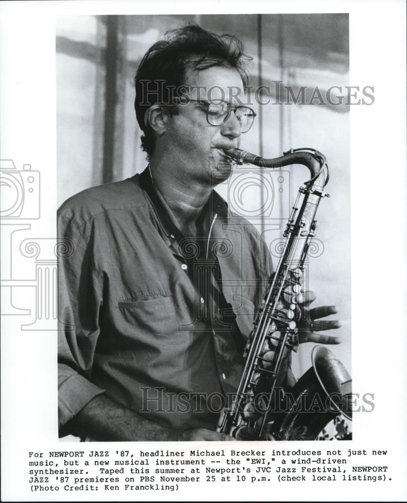 1987 Press Photo Michael Brecker in Newport Jazz &#39;87 - cvp00096 - Historic Images