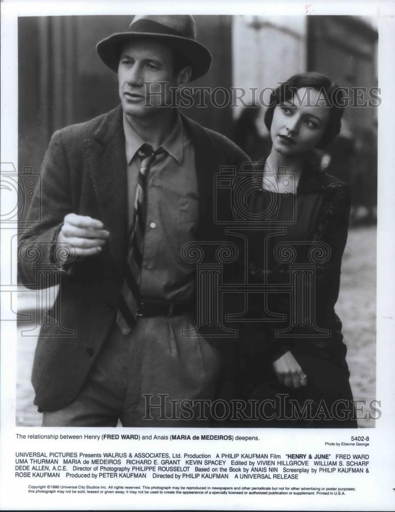 1996 Press Photo Fred Ward &amp; Maria de Medeiro in Henry &amp; June - cvp10643 - Historic Images