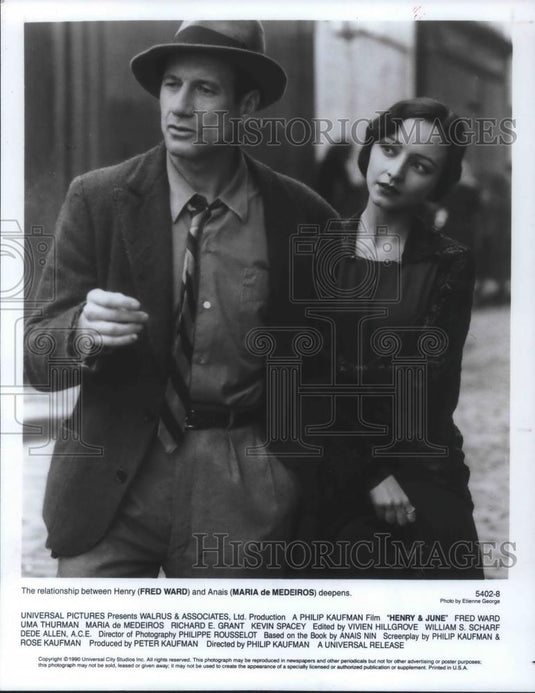 1996 Press Photo Fred Ward & Maria de Medeiro in Henry & June - cvp10643 - Historic Images