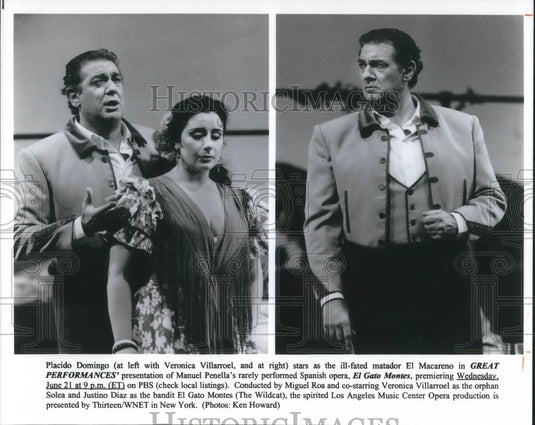 1995 Press Photo Placido Domingo and Veronica Villarroel in El Macareno - Historic Images