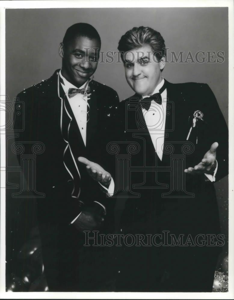 1992 Press Photo Jay Leno &amp; Branford Marsalis of The Tonight Show with Jay Leno - Historic Images