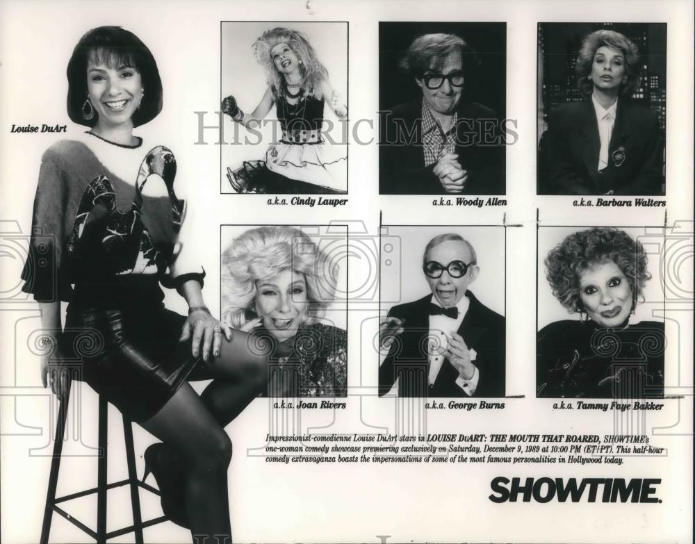 1989 Press Photo Louise DuArt Impressionist Comedienne The Mouth That Roared - Historic Images