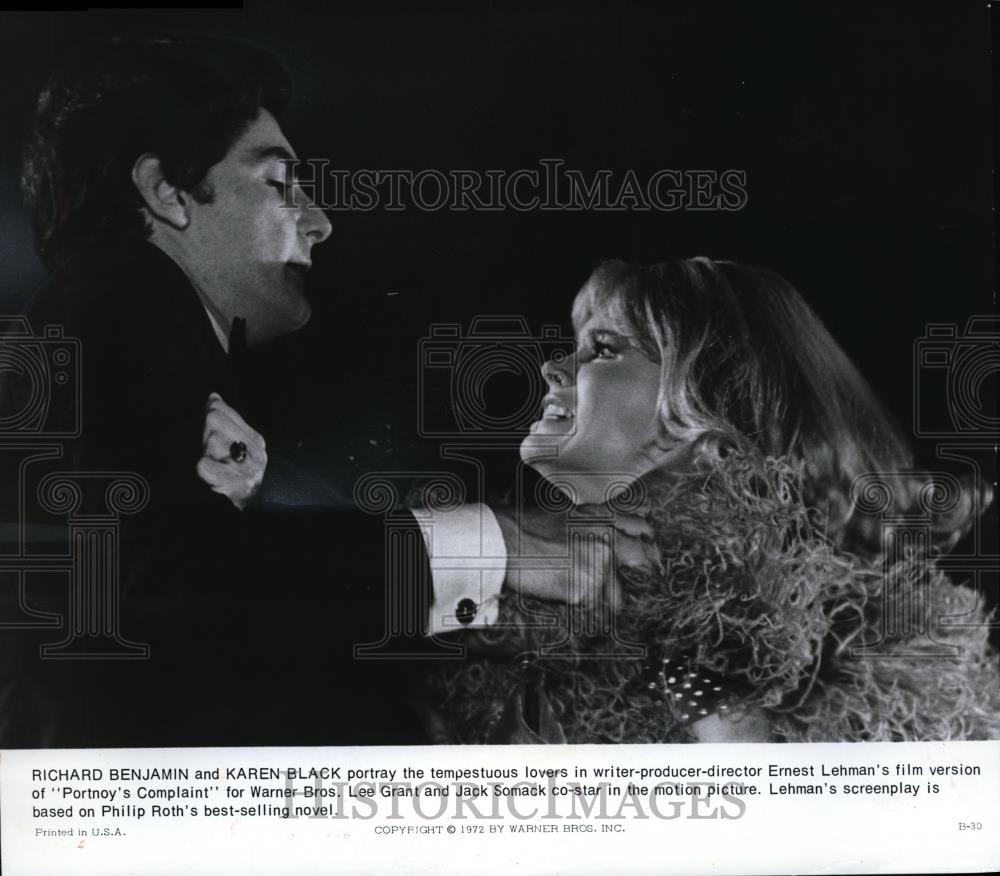 1972 Press Photo Richard Benjamin &amp; Karen Black in Portnoy&#39;s Complaint - Historic Images