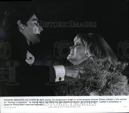 1972 Press Photo Richard Benjamin & Karen Black in Portnoy's Complaint - Historic Images