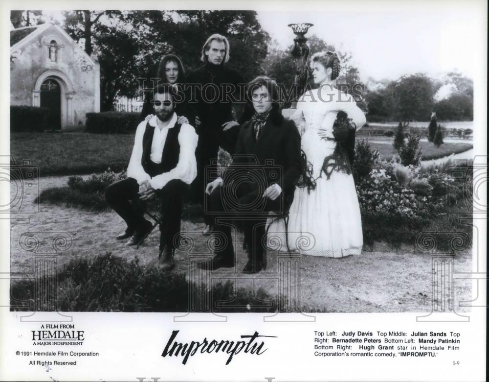 1991 Press Photo Judy Davis, Julian Sands, Bernadette Peters in Impromptu - Historic Images