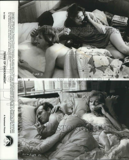 1983 Press Photo Jeff Daniels Debra Winger Jack Nicholson Shirley MacLaine - Historic Images