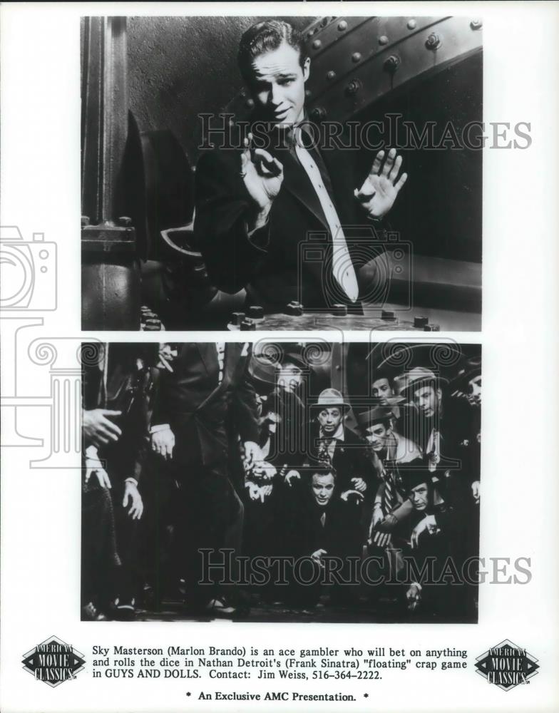 1955 Press Photo Marlon Brando &amp; Frank SInatra in Guys and Dolls - cvp10570 - Historic Images