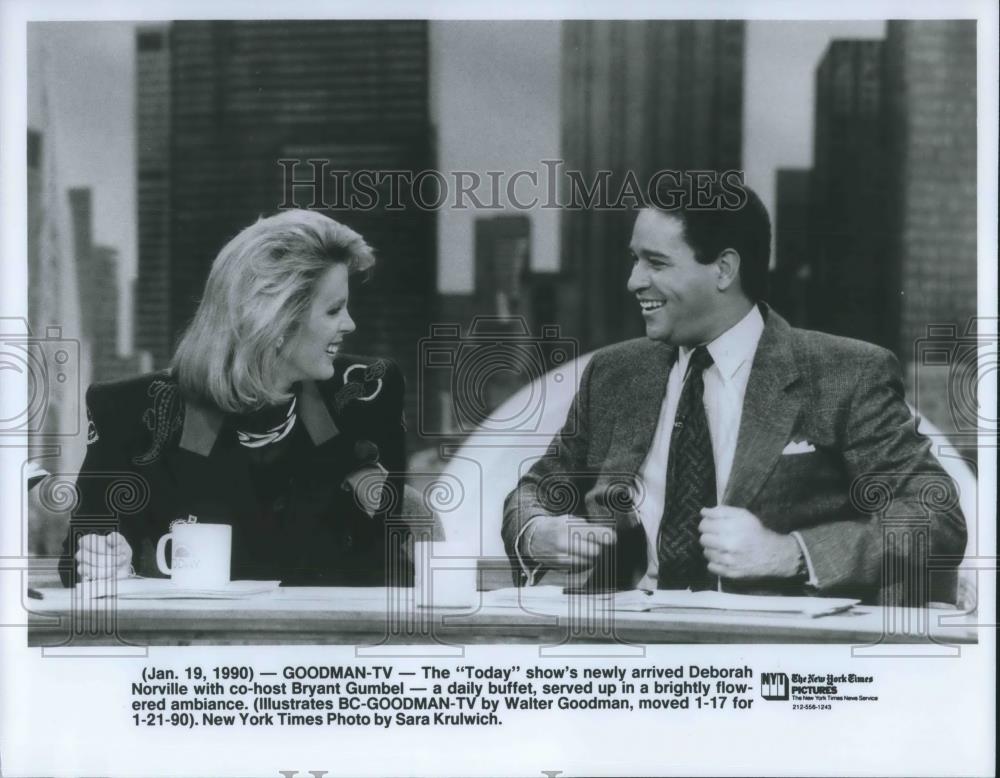 1990 Press Photo Deborah Norville & Bryant Gumbel on Today - cvp10402 - Historic Images